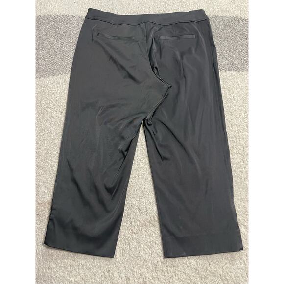 VTG Cache Womens Sz 12 Side Zip Wide Leg Crop Pants Stretch Black Gold Hardware - Picture 6 of 10